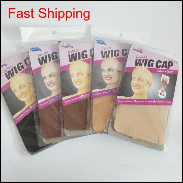 

deluxe wig cap 24 units(12bags) hairnet for making wigs black brown stocking wig liner cap snood nylon mesh cap in 5 colors tu2xn 3yh2 1sbpd