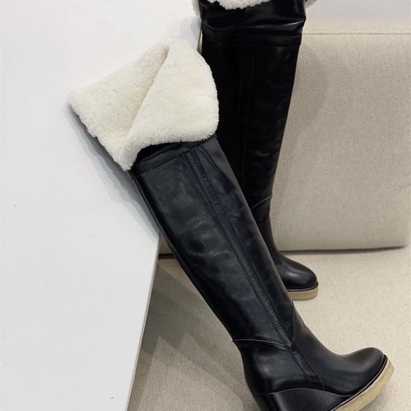 

bootswinter discount luxury boots leather high-heeled shoes, warm snow wool boots, women's fashion shoes, Black