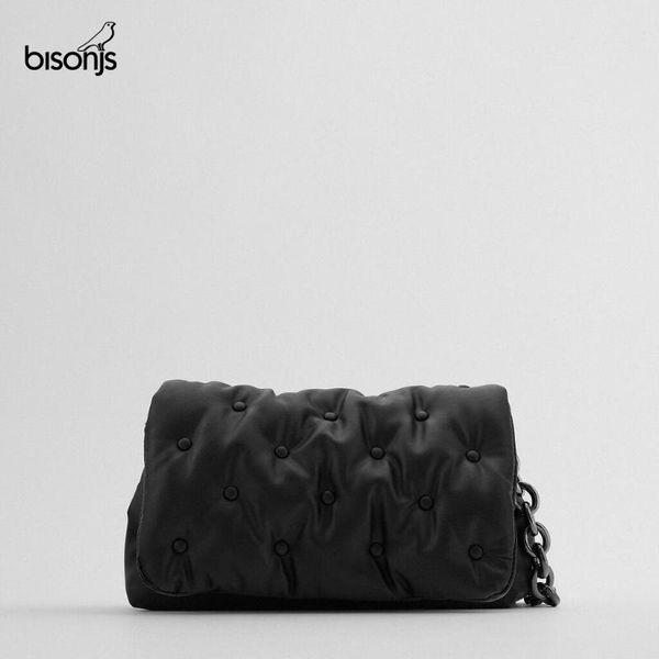 

bisonjs new solid color pu leather crossbody bag 2020 designer chain crossbody bag lady shoulder messenger purse bolso mujer