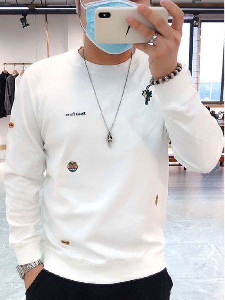 

sweater fashion brand hoodless winter embroidered crew neck pullover jacket autumn back print trendy men's wear, Black