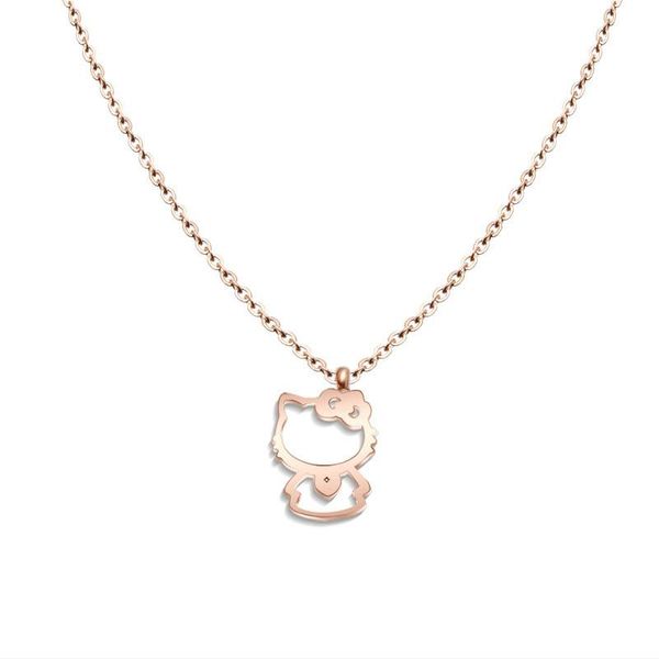 

pendant necklaces martick grade cute cat hollow out necklace link chain europe brand fashion jewelry for women p66, Silver