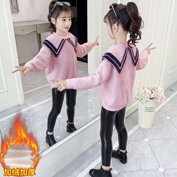 

new winter 2020 autumn zhongda girls' korean sweater plush thickened children's knitting uuz8, Blue
