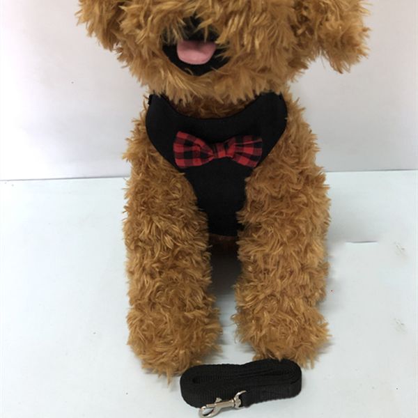 

outdoor pet dog harnesses classic pattern fashion adjustable pet harnesses leashes cute teddy leash collar suit small dog collar accessories