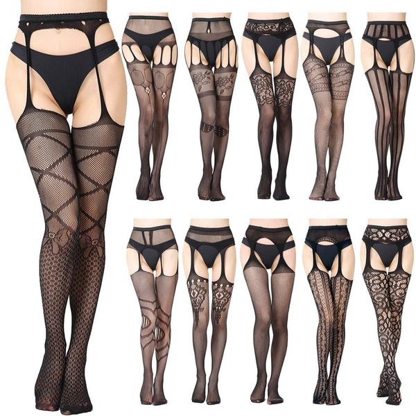 

woman lingerie pantyhose stockings jeans hole bottoming mesh open crotch fishnet erotic socks intimate goods, Black;white