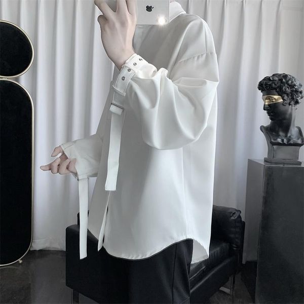 

men's casual shirts men fashion designer long sleeve spring autumn trends solid color chemise homme clothing bc50cs, White;black