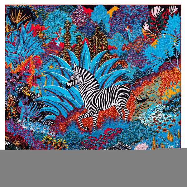 

pobing manual hand rolled twill silk scarf women forest zebra square scarves echarpes foulard femme wrap lady bandana hijab 90cm 201026, Blue;gray