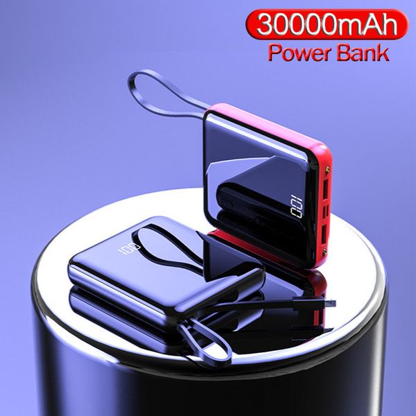 

30000 mah power bank outdoor travel phone charger protable mini powerbank lcd digital display led light poverbank for smartphone