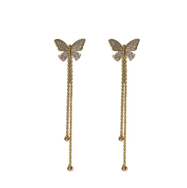 

trendy butterfly tassel dorp earrings for women vintage jewelry modern party wedding bridal accessories dangle earrings, Silver