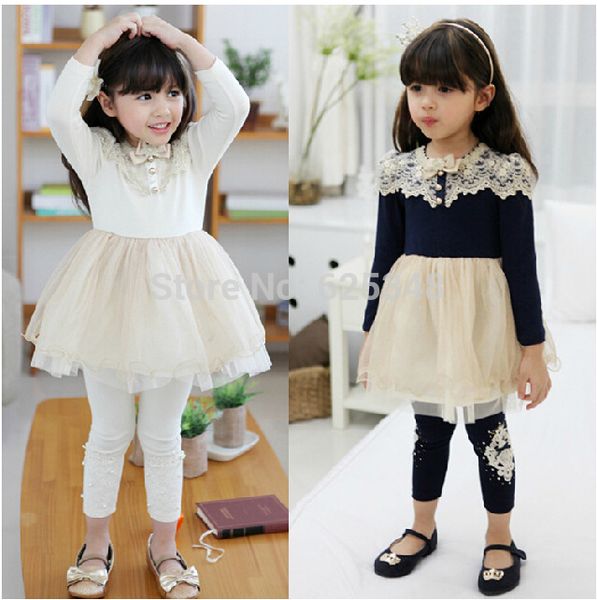 

2021 retail fall new cotton baby girls casual clothes kids vestidos de menina roupa infantil navy white 0zlh, Red;yellow