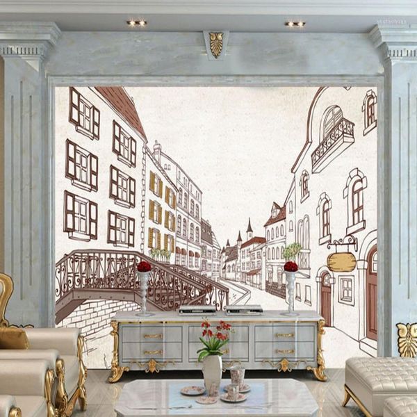 

dropship p wallpaper hand painted european architecture decoration painting background wall mural custom wallpaper1