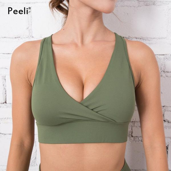 

peeli high support sports bra gym running push up brassiere sport woman fitness seamless yoga bra padded workout underwear1, White;black