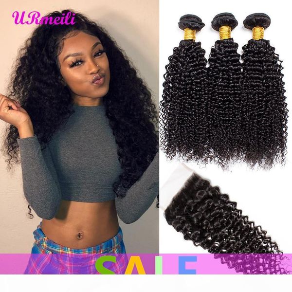 

curly human hair bundles with closure remy human hair 3 4 bundles with closure brazilian virgin hair curly weave bundles with closure, Black;brown