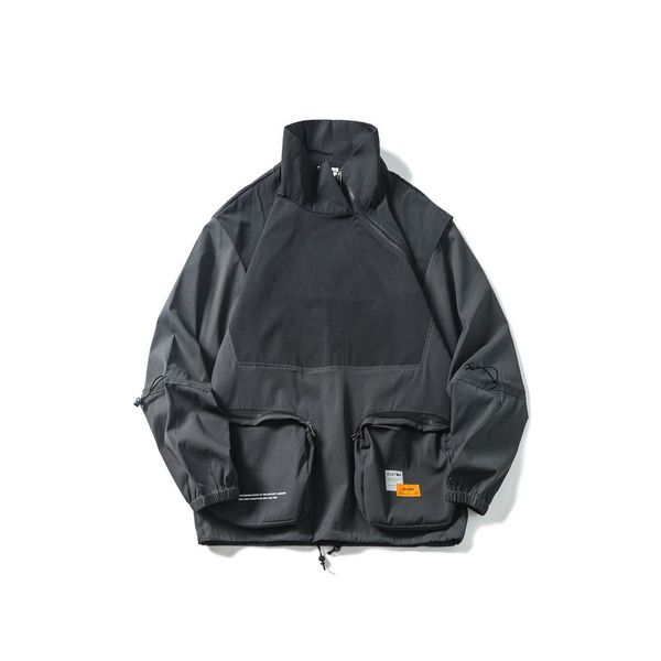 

2021 new splicing pullover jacket streetwear kpop korean style fashions clothes hip hop college army jackets clothing mhoi, Black;brown