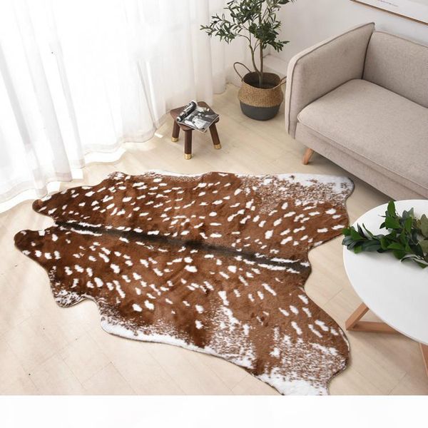 

fashion faux deer printed carpet velvet imitation leather rugs cowhide animal skins natural shape carpets decoration mats