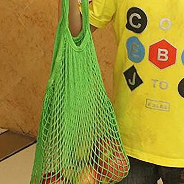 

large cotton totes shopping bags foldable mesh net string shopping bag reusable bags fruit storage handbag #yj