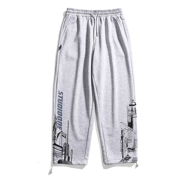 

2021 new streetwear fashion casual pants men loose fit printed designer sweatpants hip hop joggers wide leg baggy trousers gkf0, Black