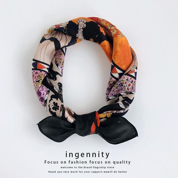 

brand new women hijab 2020 winter 100% silk scarf small square scarves women's neck bandana poncho foulard femme, Blue;gray