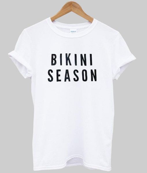 

bikini season letters print women tshirt cotton casual funny t shirt for lady tee hipster drop ship z-596, White