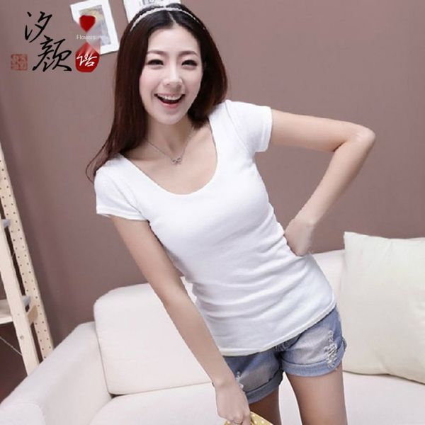 

new women's summer short sleeve t-shirt korean version slim round neck cotton solid large casual women's t-shirt fashion wfzao, White
