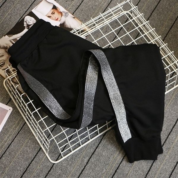 

plus size 5xl motion pants women new spring autumn korean version loose harem pants elastic waist casual ladies' trousers 201228, Black;white
