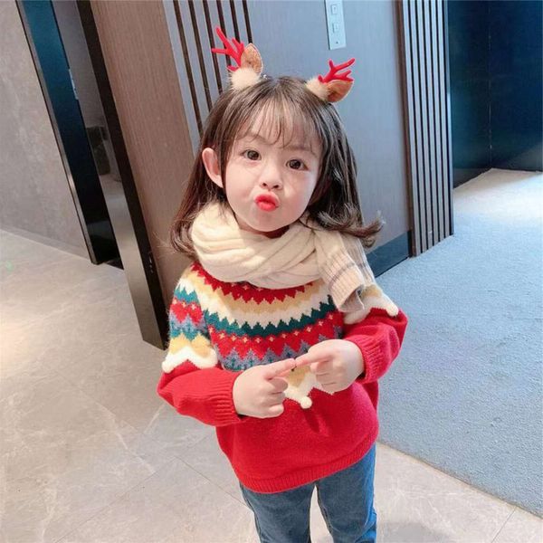 

girls' thickened jacquard children's clothing baby new autumn and winter exotic sweater 97c4, Blue