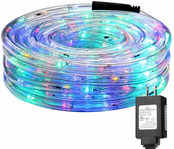 

8 modes waterproof rainbow tube rope led strip christmas light outdoors holiday decoration lights ip65, Black