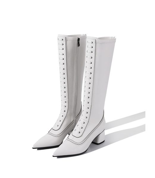 

2021 high-heel with pointed-at-the-finger black white long warm boots size 40 uxxs
