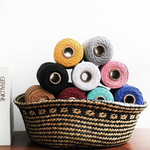 

4mm macrame cord boho handmade tapestry color woven twine cotton rope arts and crafts home decoration accessories1, Black;white