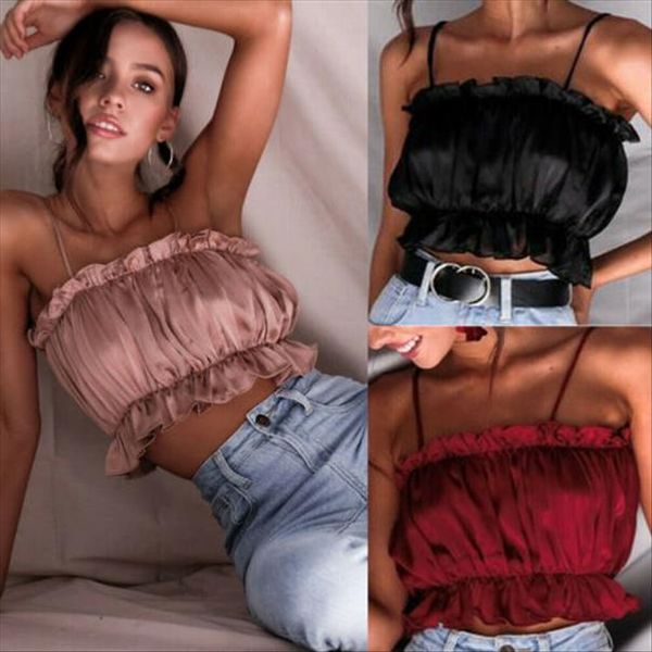 

женская cami подвязать холтер шеи crop top дамы рукавов жилет блуза t tops shirt, White
