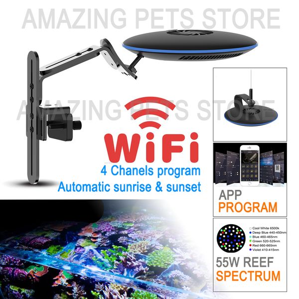 

zetlight ufo 8600m 55w wifi programable saltwater sea water aquarium led light marine lights coral reef fish tank lighting y200922
