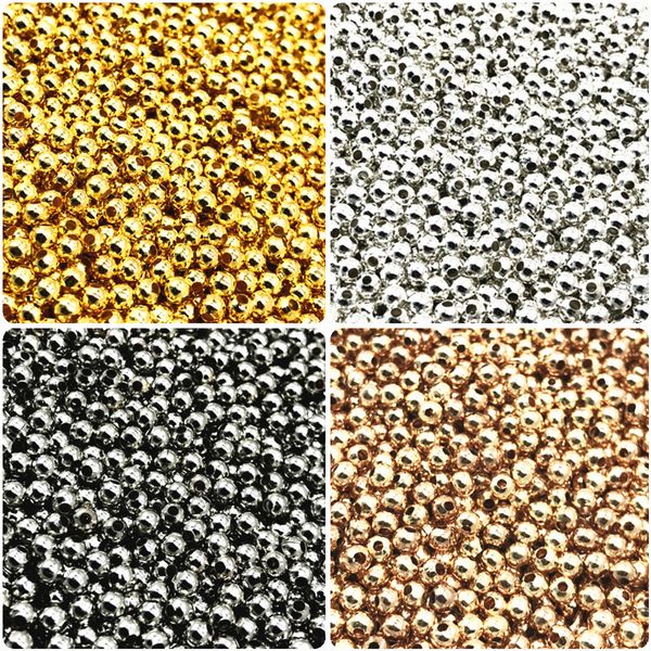 

500/200/50pcs 2/4/6mm gold/bronze tone metal beads smooth ball spacer beads for jewelry making diy bracelet necklace accessories
