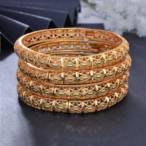 

wando 24k african gold color shiny bangles for women girls dubai circle bracelet jewelry ethiopian bride wedding jewerly gift, Black