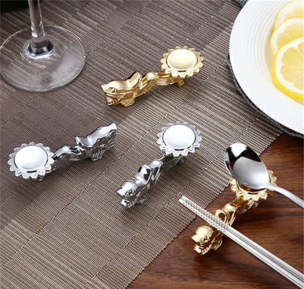 

creative metal dragon shape chopsticks holder chinese traditional gold chopsticks rack frame rest stand craft jllxcn insyard