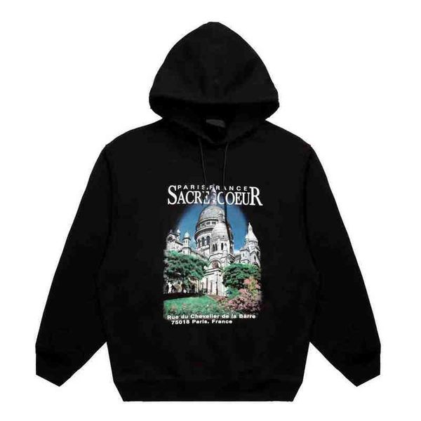 

version sacred coeur castle printed women men hooded hoody trui oversized cats hoodie, White;black