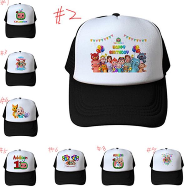 

kids designer mesh basecall ball caps cocomelon jj snapback adjustable summer mesh visor cartoon sport beach casual hats ly10293, Yellow