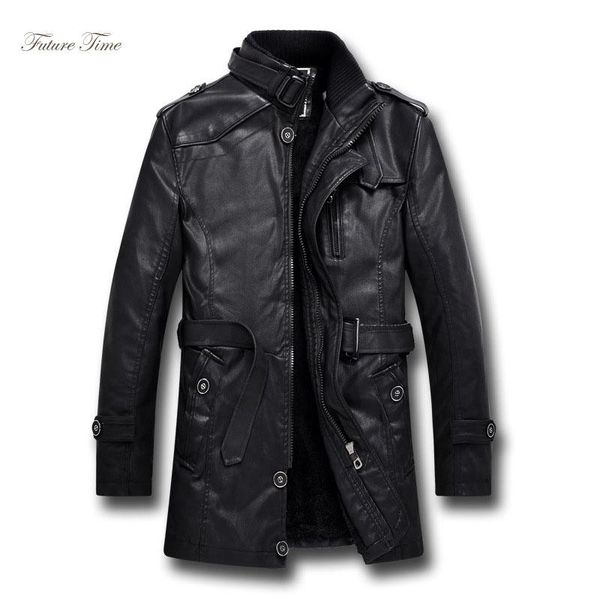 

men jacket handsome pu fur leather clothing long washed locomotive coat stand collar plus velvet windbreaker men streetwearwy020, Black;brown