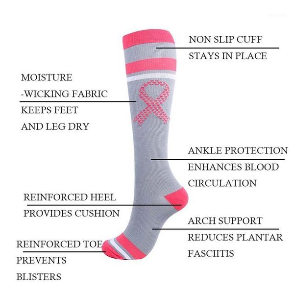 

sports socks compression men women nylon outdoor high long tube stockings running colorful marathon1, Black