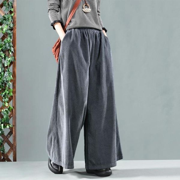 

new extra large corduroy wide leg pants in autumn and winter, Black;white