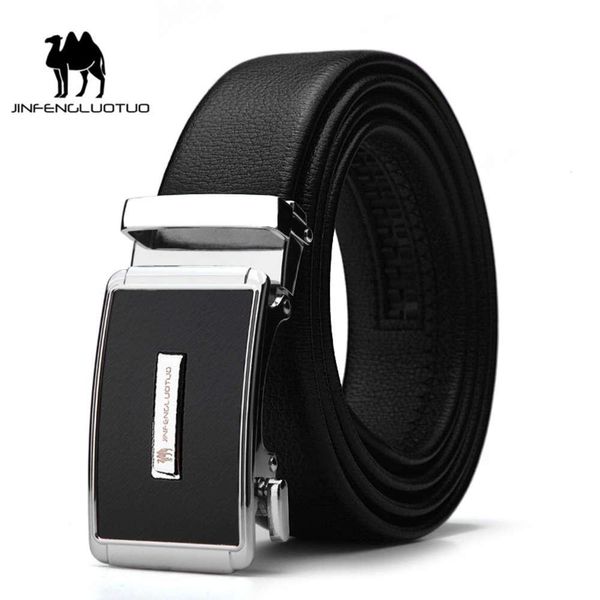 

new launch golden camel automatic buckle men's pure leather belt, Black;brown