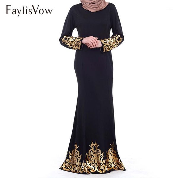 

gold stamping print dubai abaya black long sleeve dresses kaftan style muslim women abayas female dress islamic clothing1, Red