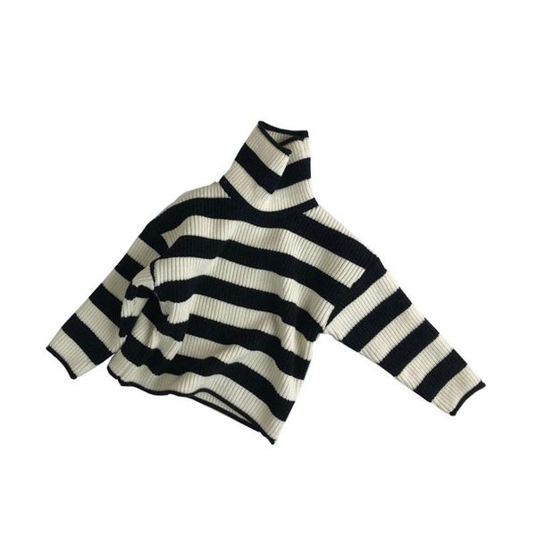

pullover stylish high collar children sweaters fashion forest style knitted wear for kids girls long sleeve clothings, Blue