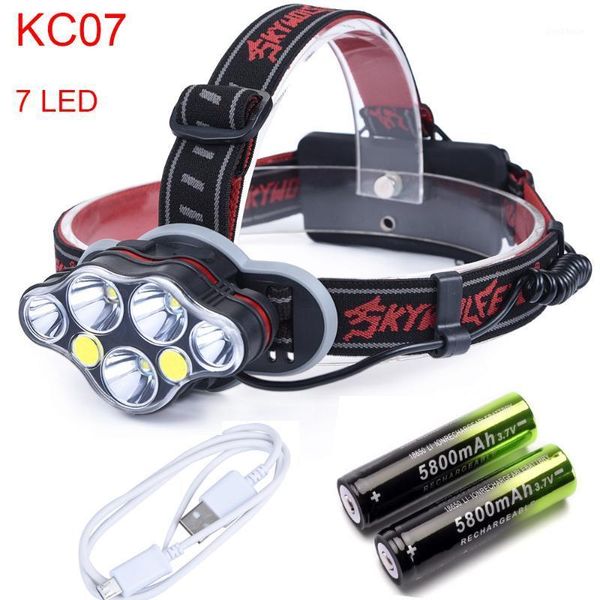 

40000lm headlight t6+red cob led head lamp usb rechargeabl head light 8 modes lantern lighting torch+18650 battery1