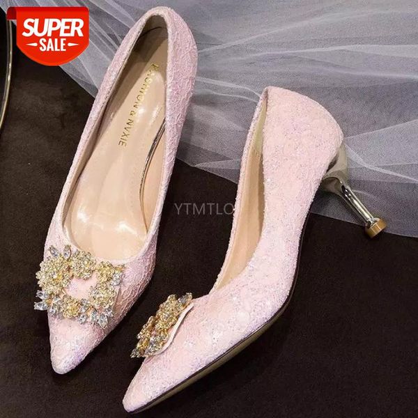 

temperament sequin bride wedding shoes shiny rhinestone buckle party dress thin high heels elegant lady pointed toe pumps #gi9l, Black