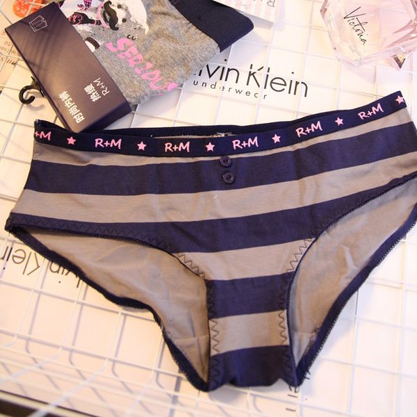 

cotton underwear lady lycra middle low waist cute striped cartoon dog japan, Black;pink