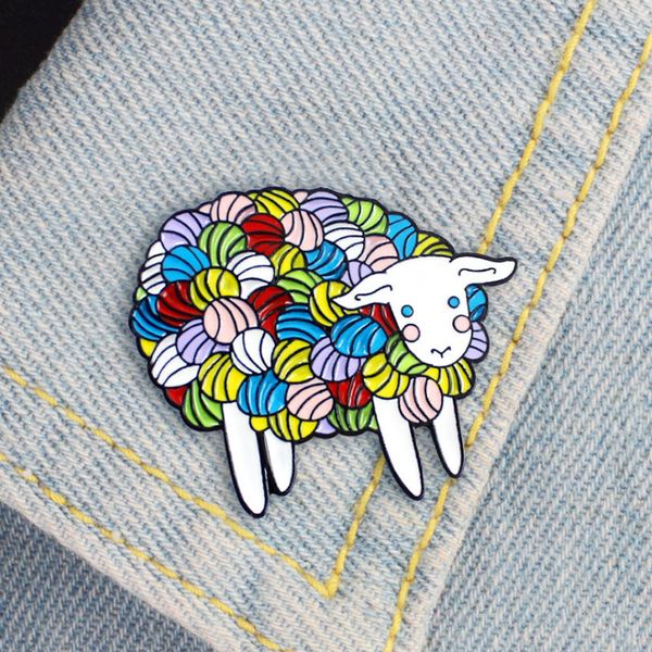 

fashion colorful cartoon sheep enamel lapel pin badge brooch denim jewelry enamel pin, Blue