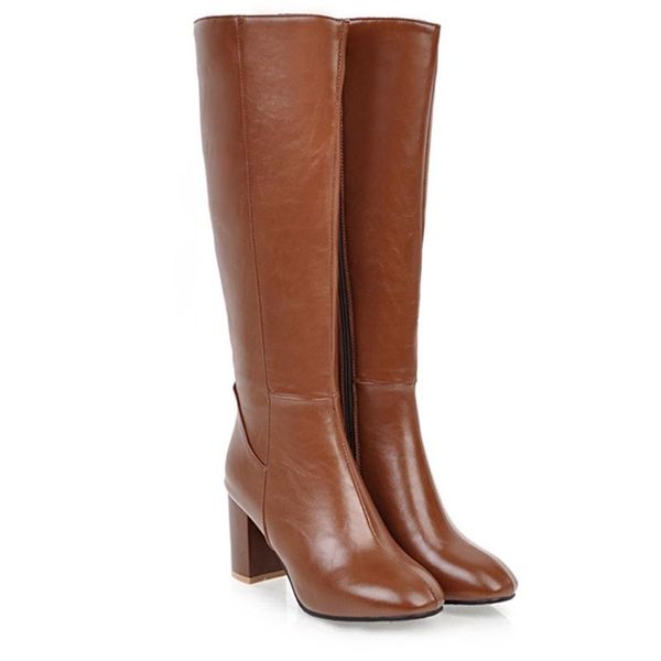 

jaycosin сапоги женские копыт каблуки молнии элегантный sexy круглый toe платформы высокий каблук женщины моды длинные сапоги pu кожаная обу, Black