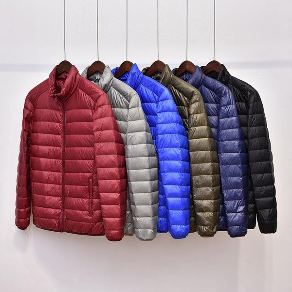 

men autumn winter coat ultra-thin jacket men's coats stand collar long sleeve casual short pure jackets leisure plus size, Black;brown
