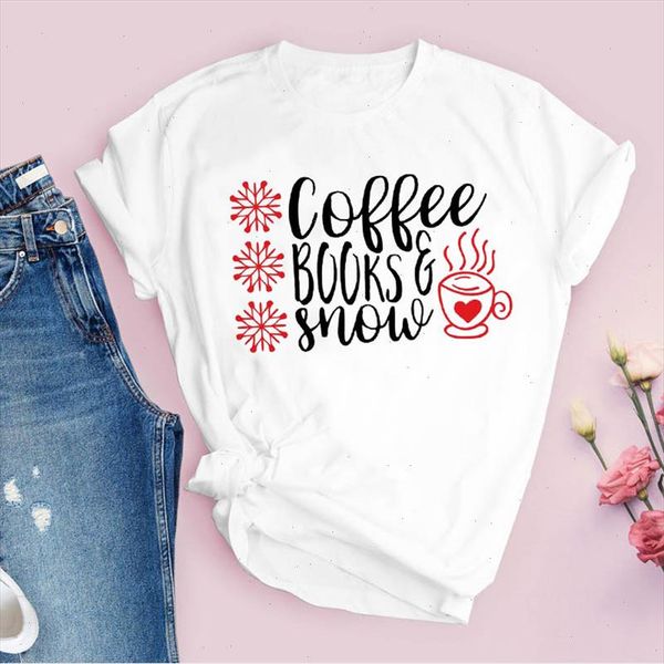 

tees for women coffee happy time new year 90s holiday christmas clothes female tshirt lady clothing graphic t shirt, White