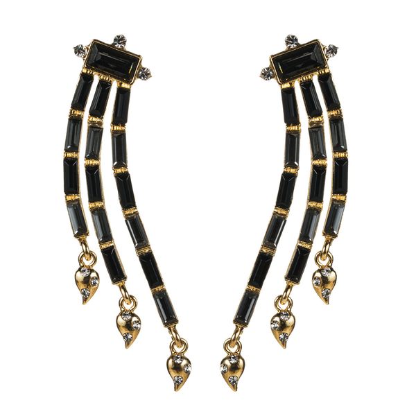 

exaggerated multi-layer colored diamond fan earrings women's new bohemian style, Golden