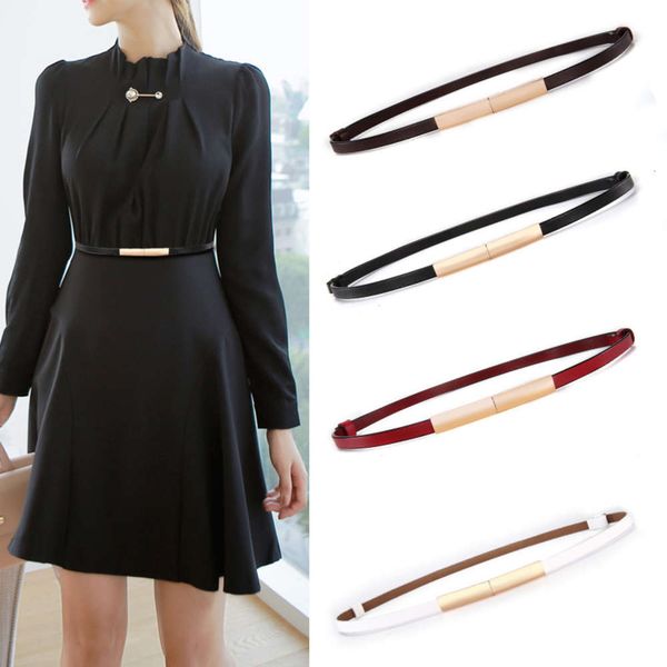 

women's leather decorative thin belt simple casual korean dress waist chain skirt with versatile fashion, Black;green